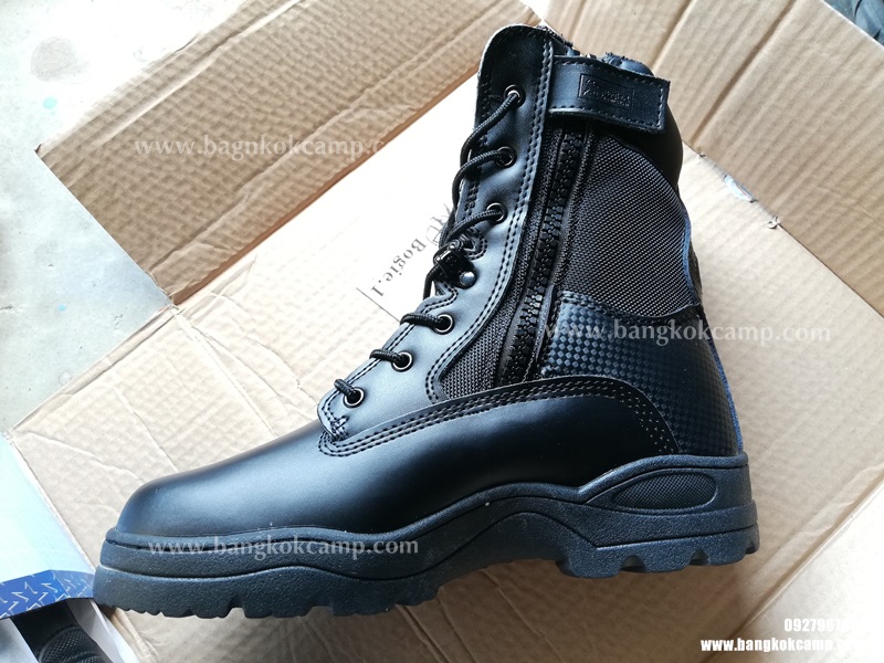รองเท้า Bogie.1 TACTICAL BOOT (ทรง 5.11) ข้อยาว สีดำ หนัง+ผ้าคอดูร่า (CORDURA)+เครบบ้า ใส่สบาย ซิปข้าง ระบายอากาศดี ไม่อับ