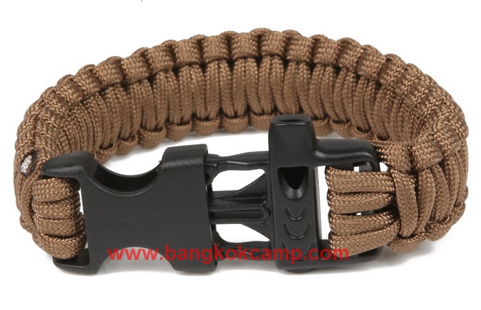 สายรัดข้อมือ (สีดำ) PARACORD BRACELET ถักจากเชือกพาราคอด PARACORD550 รับน้ำหนักได้550ปอนด์ รุ่นใหม่มี นกหวีด