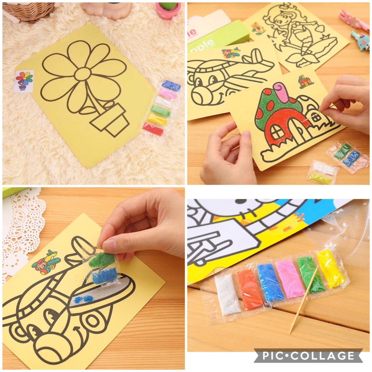 S ทรายโรยสี สติกเกอร์ทราย แผ่นโรยทราย sand sticker SMALL 20.5x15 cm