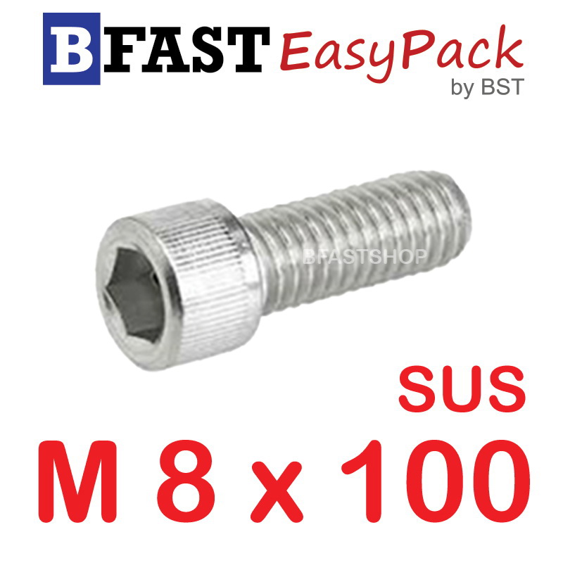 สกรูหัวจมสแตนเลส SUS M 8 x 100 (1 ตัว/ถุง)