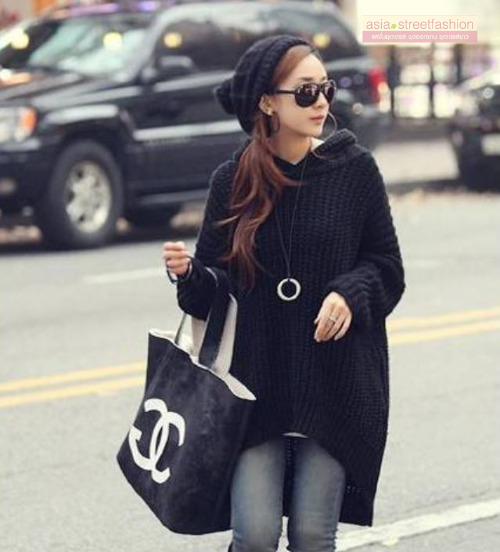 Sweater เสื้อไหมพรม ทรงสถักวยเนื้อดีอุ่น ยืดได้เยอะ สีดำพร้อมส่งจ้า สีดำ