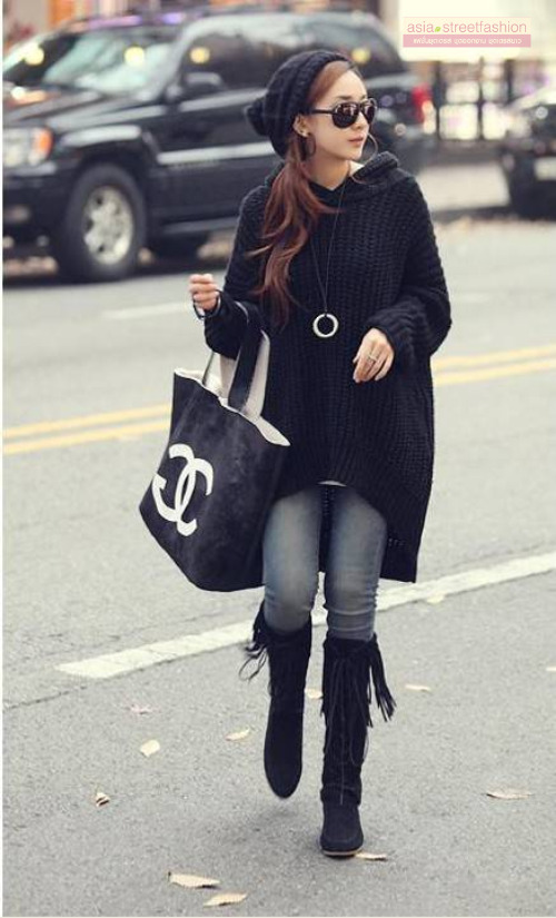 Sweater เสื้อไหมพรม ทรงสถักวยเนื้อดีอุ่น ยืดได้เยอะ สีดำพร้อมส่งจ้า สีดำ