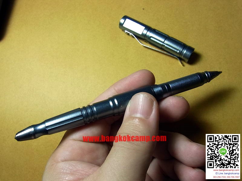 ปากกา Tactical สีฟ้า ปลายคาร์ไบท์(กระแทกกระจกได้) ปลายคาร์ไบท์แข็งมากใช้ขูด-เขียนโลหะได้