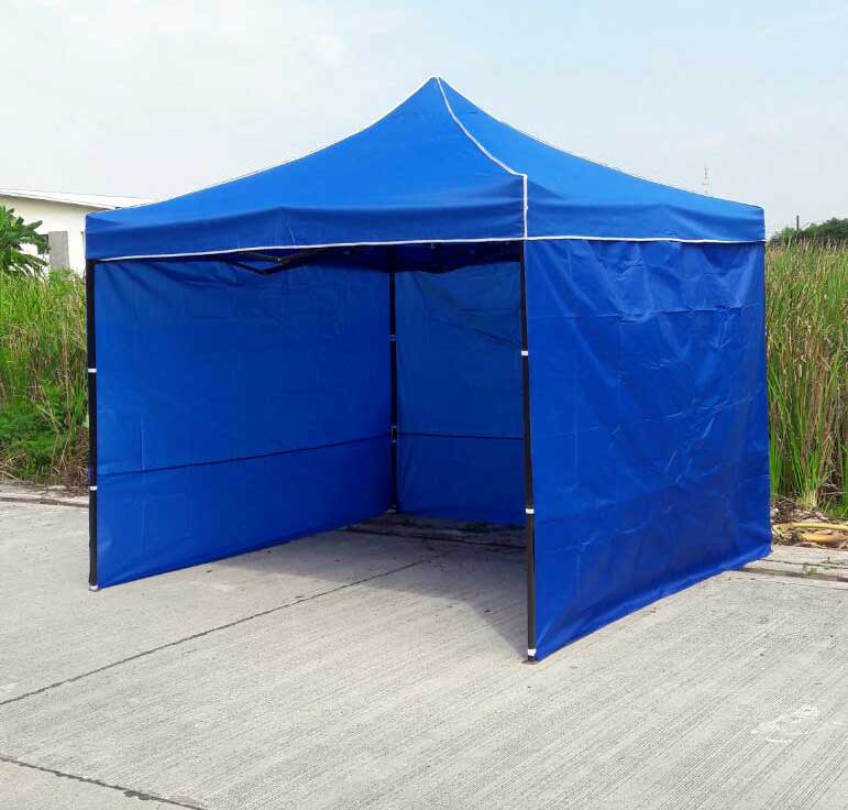 เต็นท์พับได้ สีน้ำเงิน ขนาด 3m x 3m พร้อมผ้าข้าง 300D 3 ด้าน