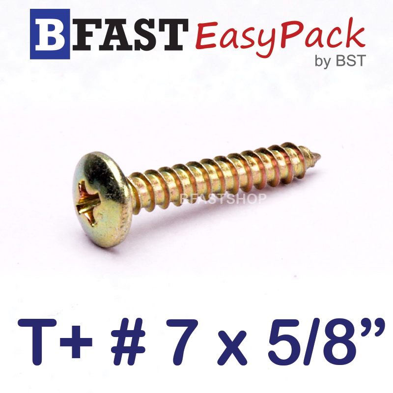 สกรูเกลียวเหล็ก T+ # 7 x 5/8" (30 ตัว/ถุง)