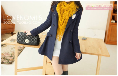 LADY COAT เสื้อโค้ทกันหนาว ทรงหวานๆ สไตล์เกาหลี พร้อมส่ง DARK BLUE