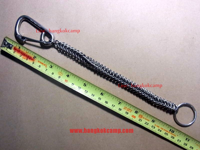 พวงกุญแจ+สร้อยงานถักมือ คาราบิเนอร์ Carabiner สแน็ปลิงค์ Snaplink -สแตนเลส (แบบที่4) ยาว11นิ้ว