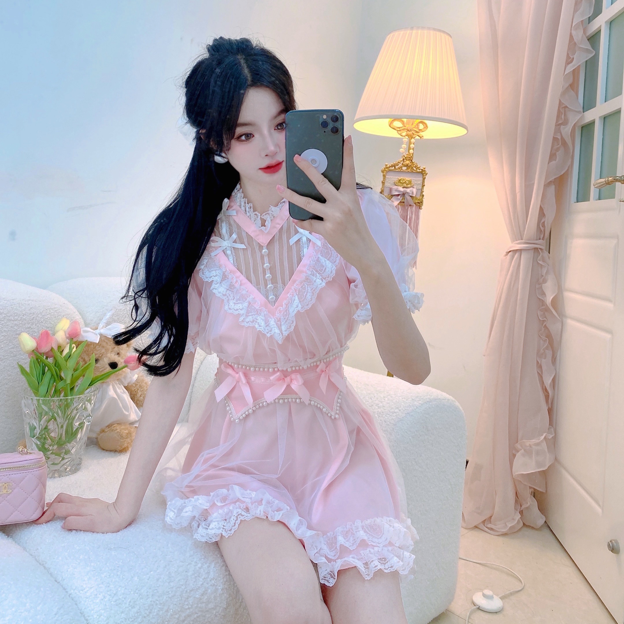 Summer Joy : พรีออเดอร์ เดรสเจ้าหญิงแฟชั่นสไตล์หวาน มีให้เลือก 2สี แบรนด์แท้