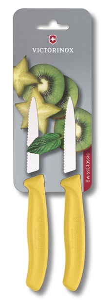 VICTORINOX PARING KNIFE SET สีเหลือง แพ็คคู่ (2เล่ม) ใบหยัก (6.7636.L118B)