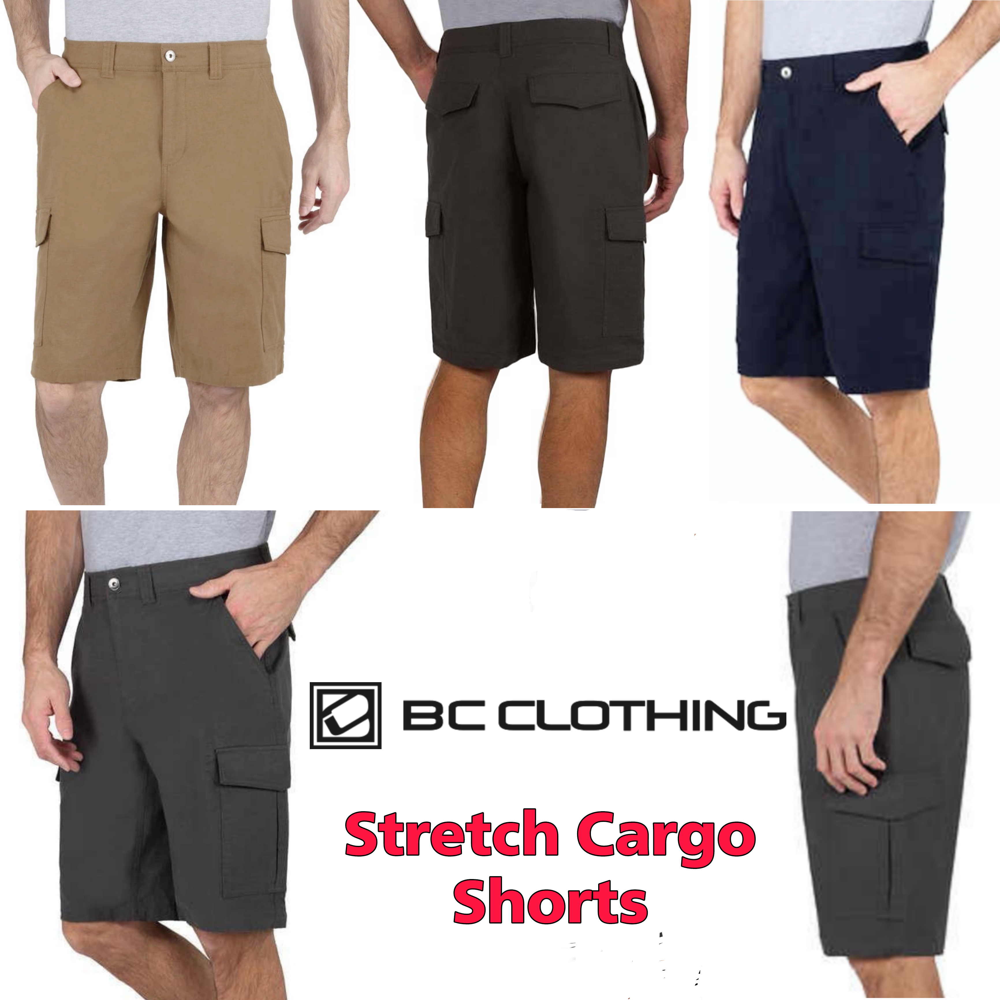 BC Clothing Stretch Cargo Shorts