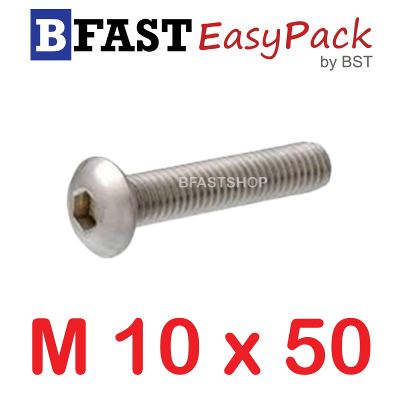 สกรูหัวจมกลมสแตนเลส SUS M10 x 50 ( 1 ตัว/ถุง )
