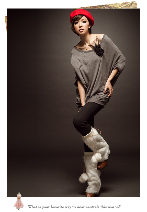 fashion เสื้อแฟชั่นใส่เที่ยว ใส่ทำงาน แขนค้างคาว คอกลม สีเทา ใส่สบาย ชิวๆ