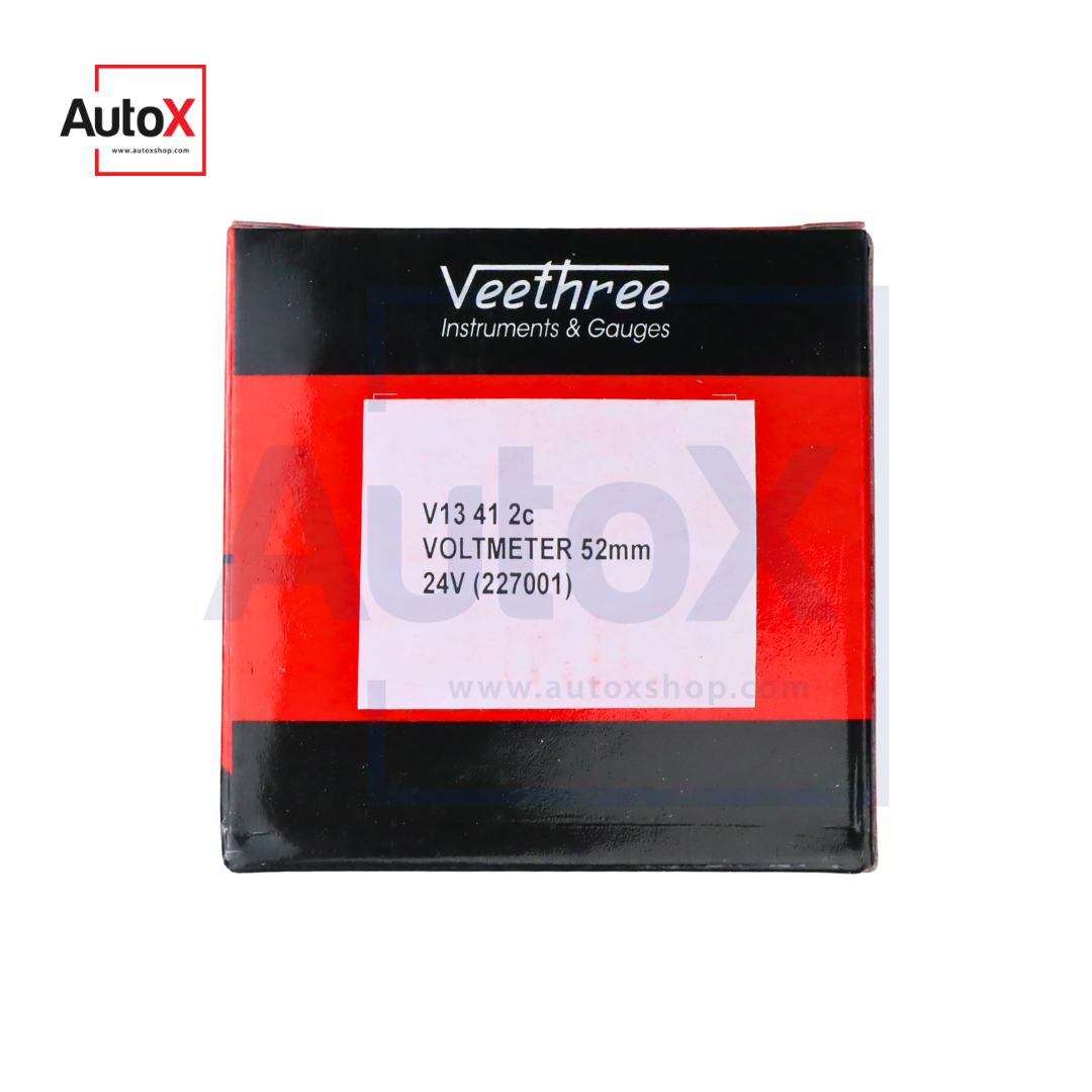 เกจวัดโวลต์ โวลต์มิเตอร์ 24V หน้าปัดสีขาว ยี่ห้อVeethree