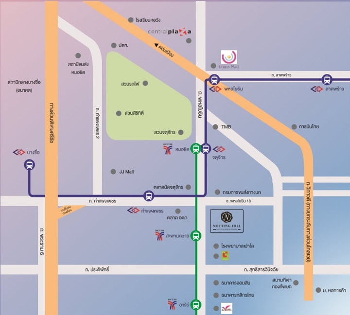 ให้เช่าคอนโด Notting Hill Jatujak - Interchange (คอนโด นอตติ้ง ฮิลล์ จตุจักร-อินเตอร์เชนจ์) 1 ห้องนอน 1 ห้องน้ำ ชั้น 4 ขนาด 27 ตารางเมตร