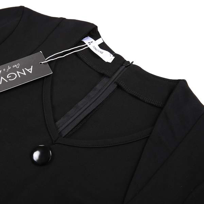 Cyber ANGVNS Long Sleeve High Waist Solid Stretch Office WorkBusiness Party Bodycon Women - Dresses (Black)