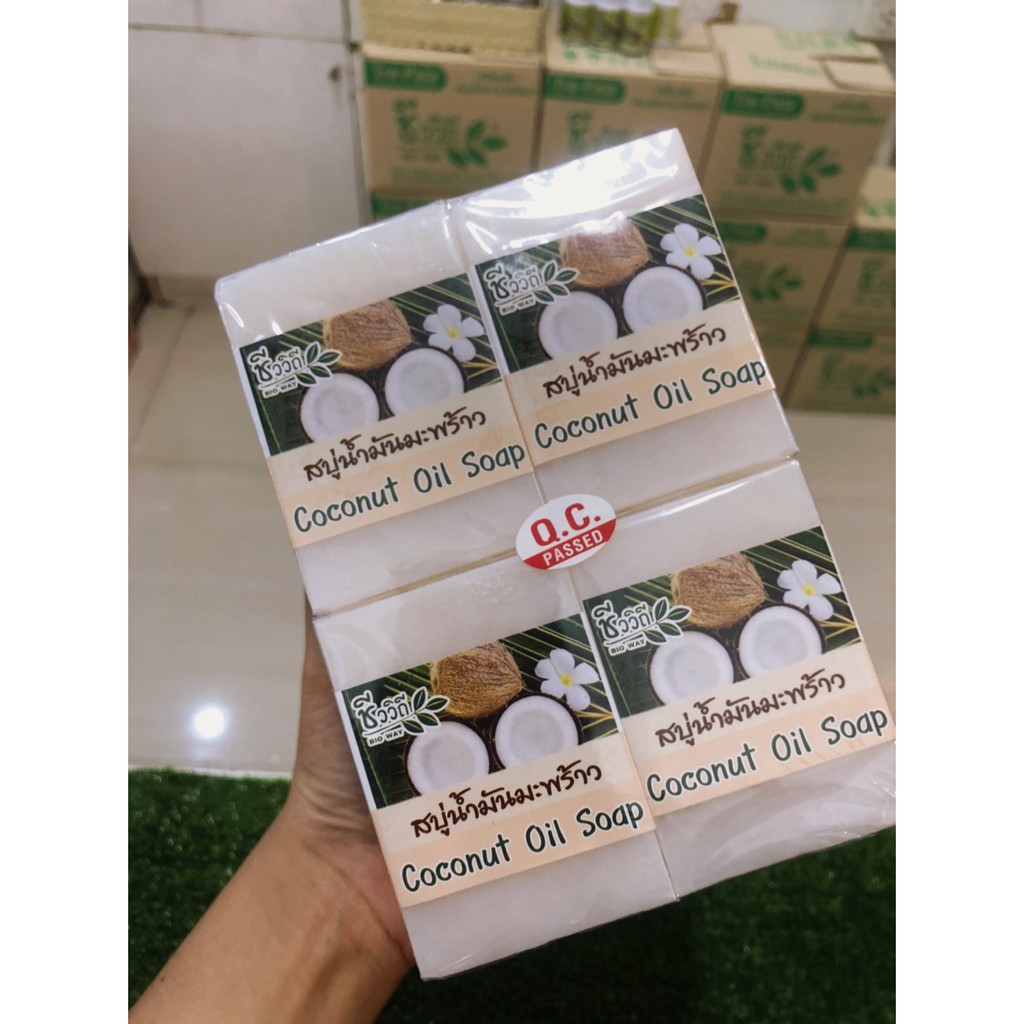 สบู่ (ก้อนเปลือย) ชีววิถี 120 กรัม มี 2 สูตร น้ำมันมะพร้าว-ผดผื่นคันลดลง นมข้าว-ลดจุดด่างดำ