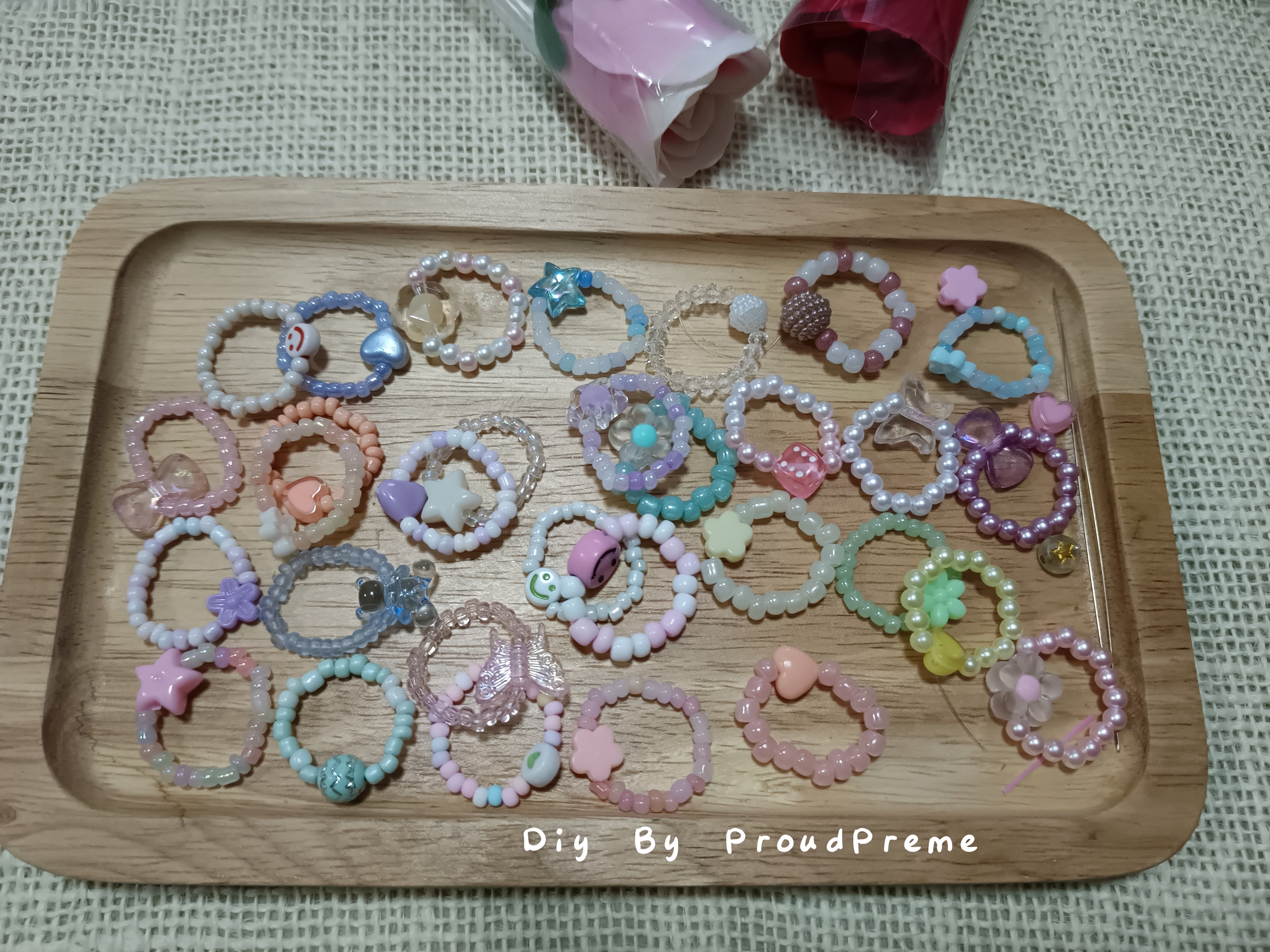 เซตแหวนลูกปัดลายน่ารักๆ (10-30วง) ของจีบลูกค้า