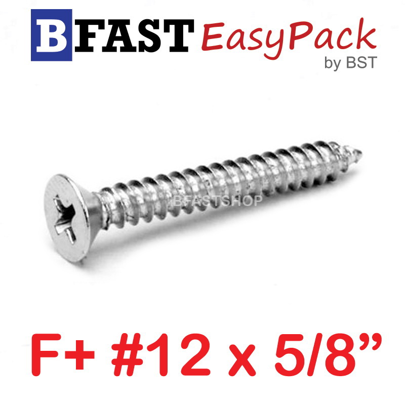 สกรูเกลียวสแตนเลส F+ SUS # 12 X 5/8" (10 ตัว/ถุง)