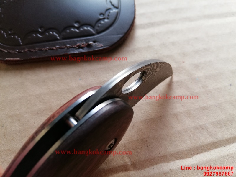 มีดพับ ดามัสกัส Damascus พร้อมซองหนังแท้ (5)