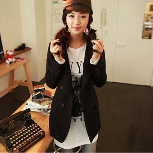 fashion Suit เสื้อสูทตัวยาว ใส่ทำงาน ใส่เที่ยว กระดุมหน้า สีดำ หรือปรับใส่เป็นสูทลำลองได้ ดูดีมีสไตล์ Asia Street Fashion