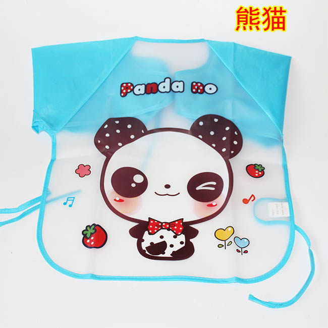 เสื้อกันเปื้อนเด็กแขนยาวกันน้ำ แบบใส ลายรูปสัตว์