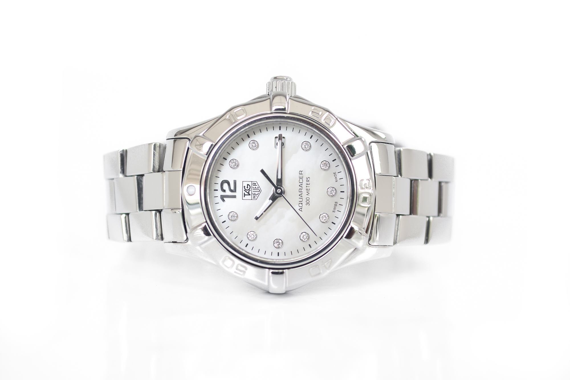 Tag Heuer Aquaracer Lady Size Quartz หน้ามุกขาว หลักเพชร