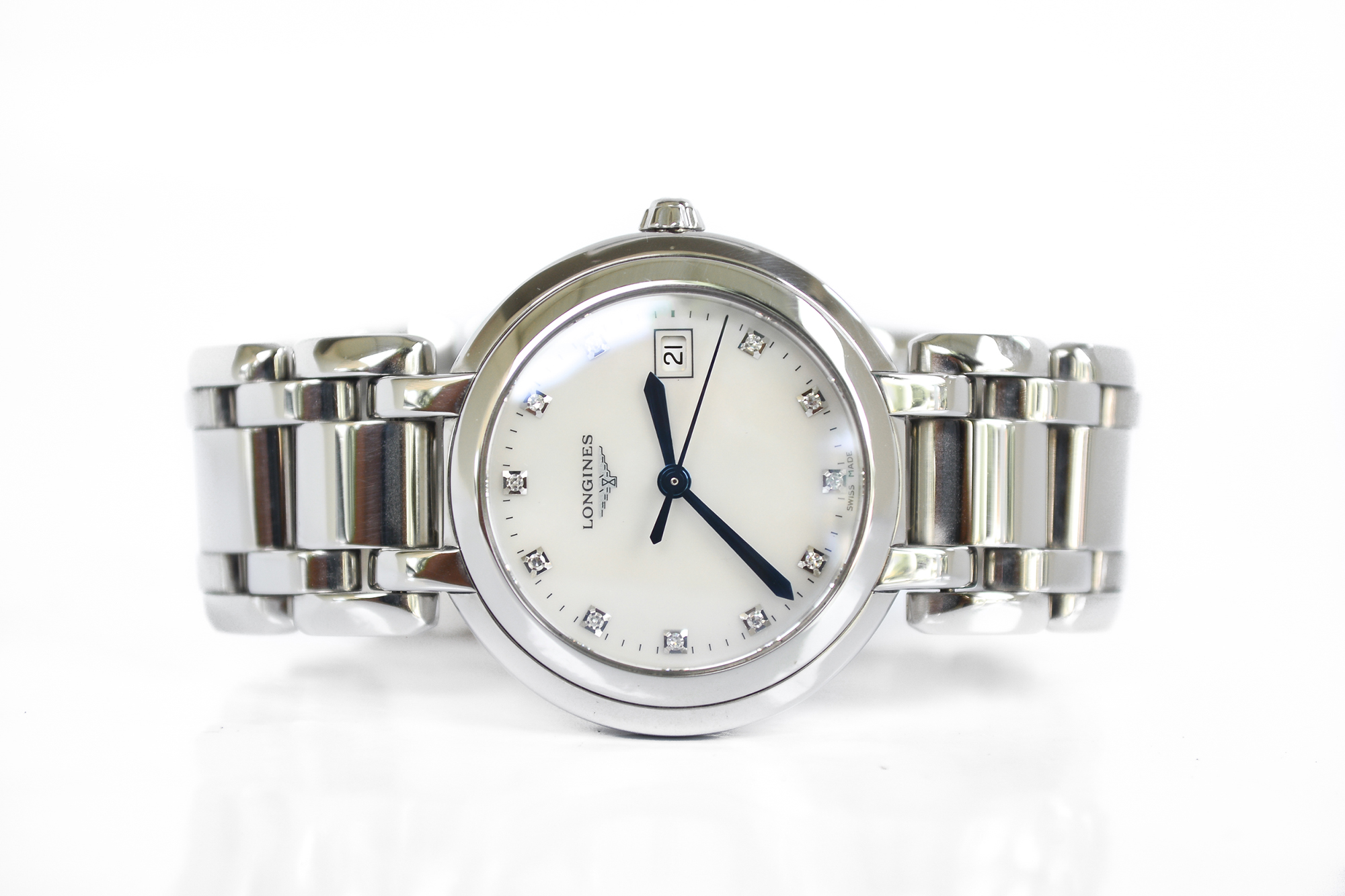 Longines Primaluna Quartz ฝังเพชร หน้ามุก