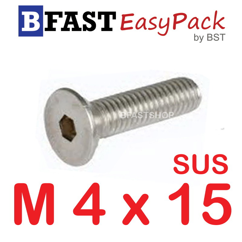 สกรูหัวจมเตเปอร์สแตนเลส SUS M4 x 15 (10 ตัว/ถุง)