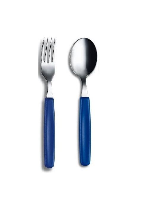 ช้อนส้อม VICTORINOX SOUP SPOON BLUE (5.1552) + Victorinox fork blue. (5.1542) ด้ามสีน้ำเงิน