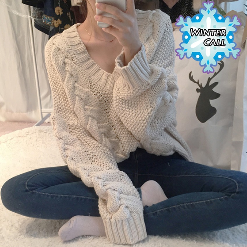 เสื้อกันหนาว เสื้อไหมพรม สเวตเตอร์ Sweater รุ่น Sweet Girl สีครีมขาวออฟไว้ท์ เนื้อหนา