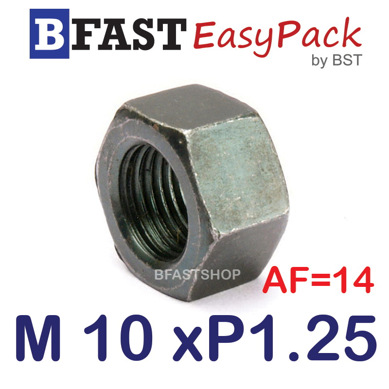 หัวน็อตมิลดำ M10 x P1.25 ขอบ 14 mm. หนา 8 mm. (20 ตัว/ถุง)
