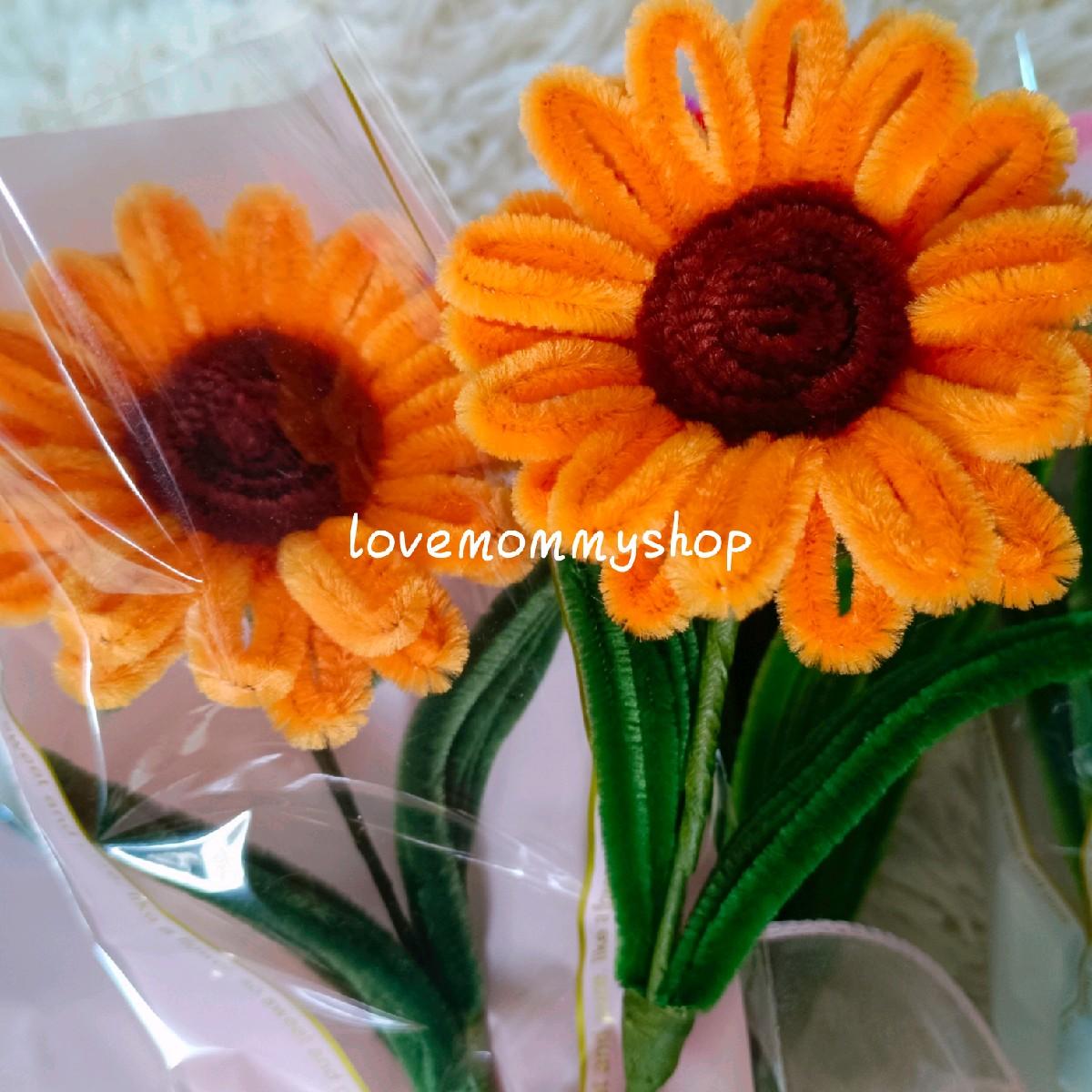 ช่อดอกทานตะวัน ดอกทิวลิป ดอกเดซี่ ดอกไม้จากลวดกำมะหยี่