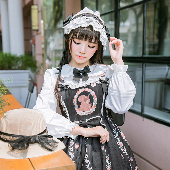 พรีออเดอร์ : เสื้อเชิ้ตแฟชั่นสไตล์ญี่ปุ่นแขนยาว เสื้อโลลิต้า (มีโบว์ให้ 3 สีค่ะ)