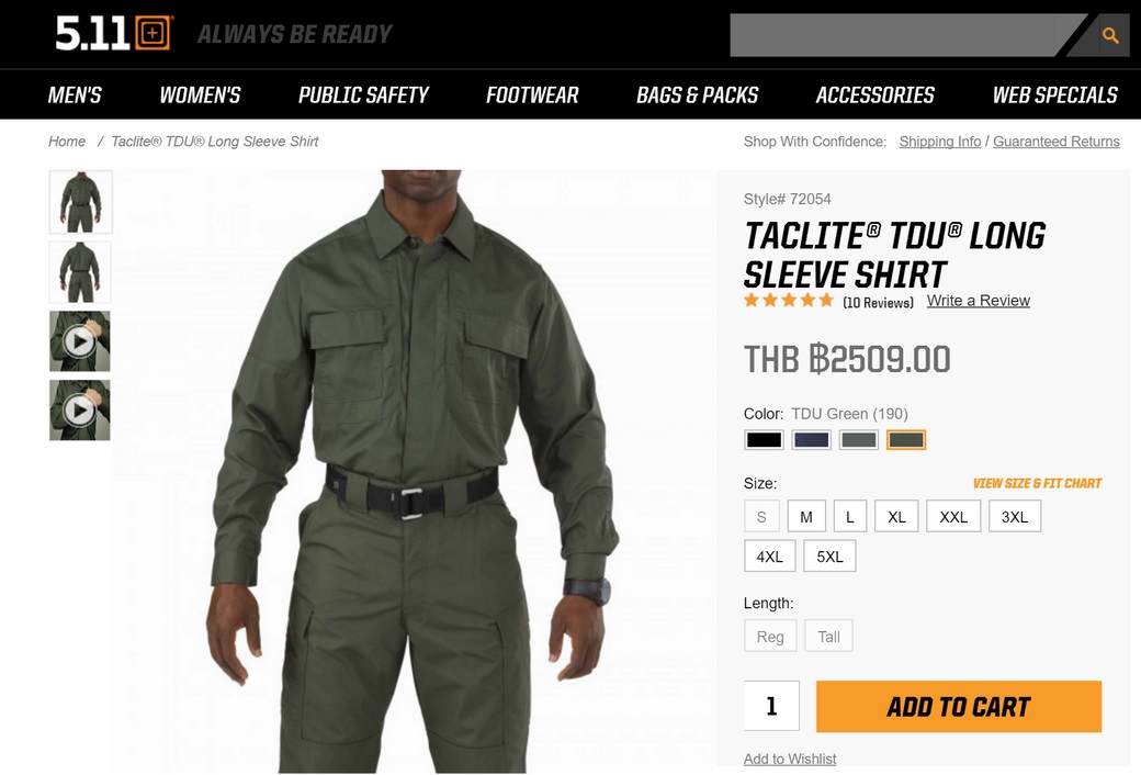 5.11 Tactical Ripstop Tdu Long Sleeve Shirt