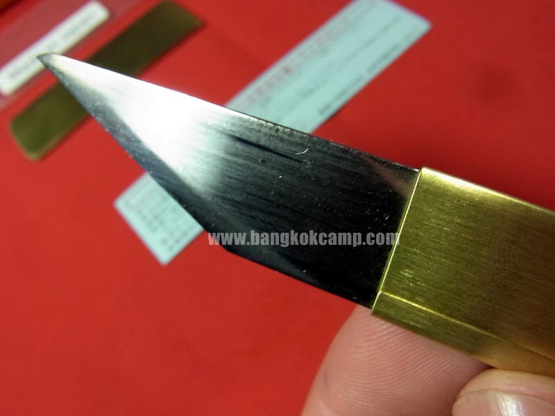 มีดคิริดาชิ (มีดญี่ปุ่น, มีดพกญี่ปุ่น) เหล็กคมมากๆ ด้ามและปอกทองเหลือง Made in Japan ใหม่ แท้