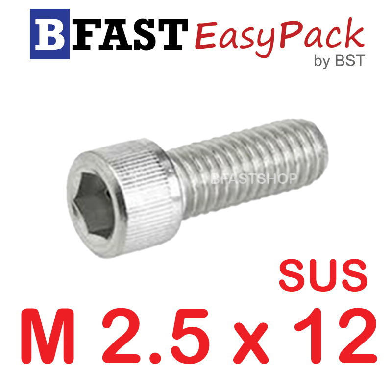 สกรูหัวจมสแตนเลส SUS M 2.5 x 12 (5 ตัว/ถุง)