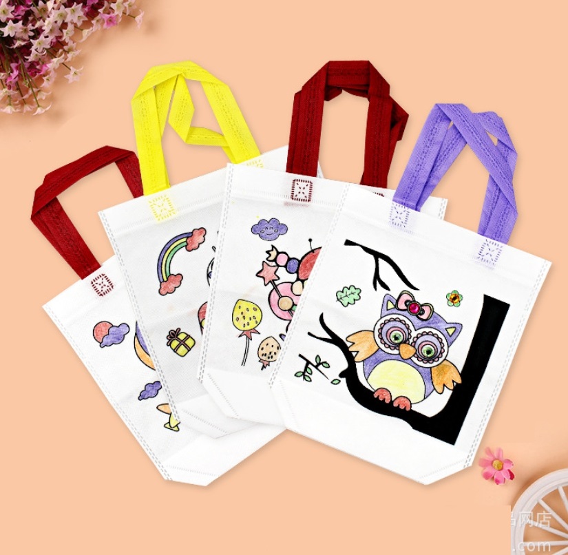 ถุงผ้าระบายสี ผ้าสปันพร้อมสี 6 แท่ง DIY