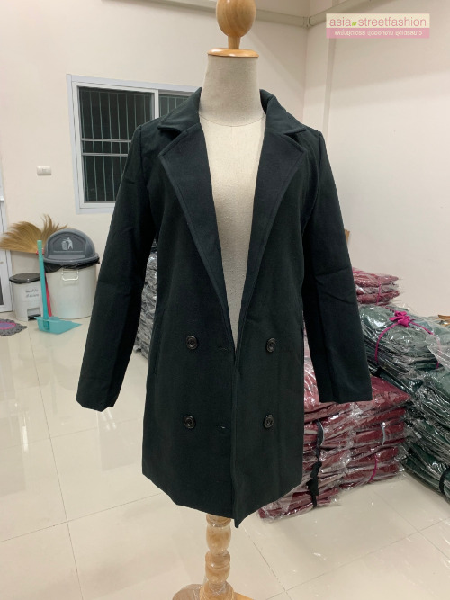 S-4XL เสื้อโค้ทกันหนาว สไตล์เกาหลี ทรงเรียบง่าย ทรงยาว ดูดี ผ้าวูลผสมบุซับในกันลม จะใส่คลุม หรือใส่เป็นโค้ทก้สวยเก๋ พร้อมส่งจ้า BLACK