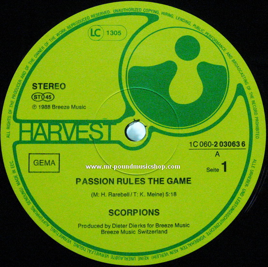 Scorpions - Passion Rules The Game