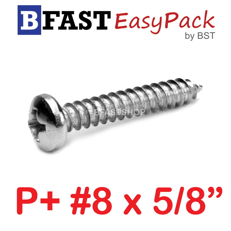 สกรูเกลียวสแตนเลส P+ SUS # 8 x 5/8" (15 ตัว/ถุง)