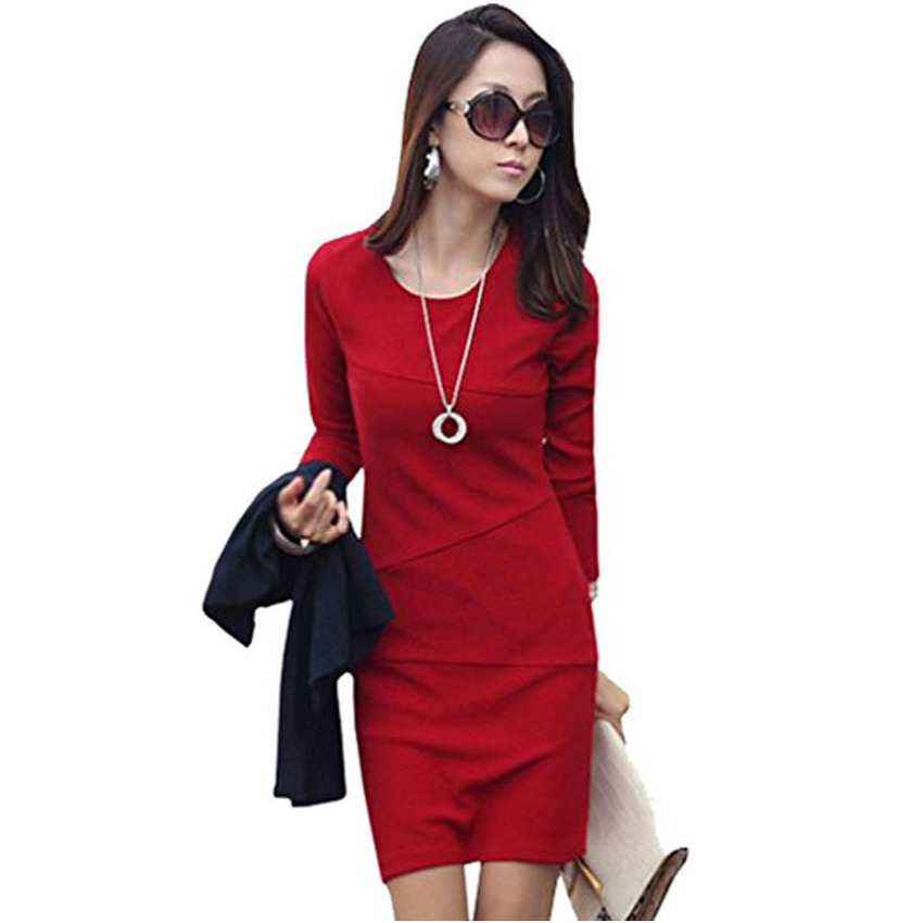 Long Sleeve Causal Slim Tunic Cocktail เน€เธชเธทเนเธญเธเธฅเธธเธกเธชเธงเธขเน (Red)