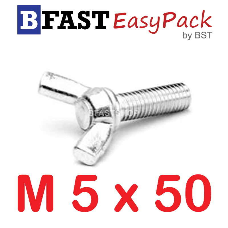 สกรูหางปลาหูกระต่ายสแตนเลส M5 x 50 ( 1ตัว/ถุง)