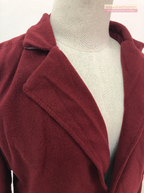 เสื้อโค้ทกันหนาว สไตล์เกาหลี ทรง Classic ผ้าสำลีเนื้อเบา ไม่หนา บุซับในกันลม สีไวน์แดง พร้อมส่ง RED WINE XL
