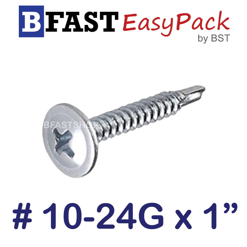 สกรูปลายสว่านหัวเวเฟอร์ #10-24G x 1" (20 ตัว/ถุง)
