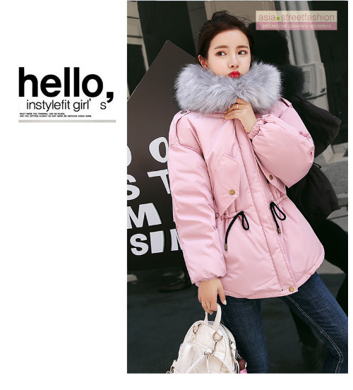 เสื้อกันหนาวฮู้ดดี้ แต่งเฟอร์หนาฟู งานเกรดดีเหมือนแบบ บุนวมหนา อุ่นมาก หิมะก็เอาอยู่ (ถอดขนถอดฮู้ดได้) ชมพูฮู้ดเทา M