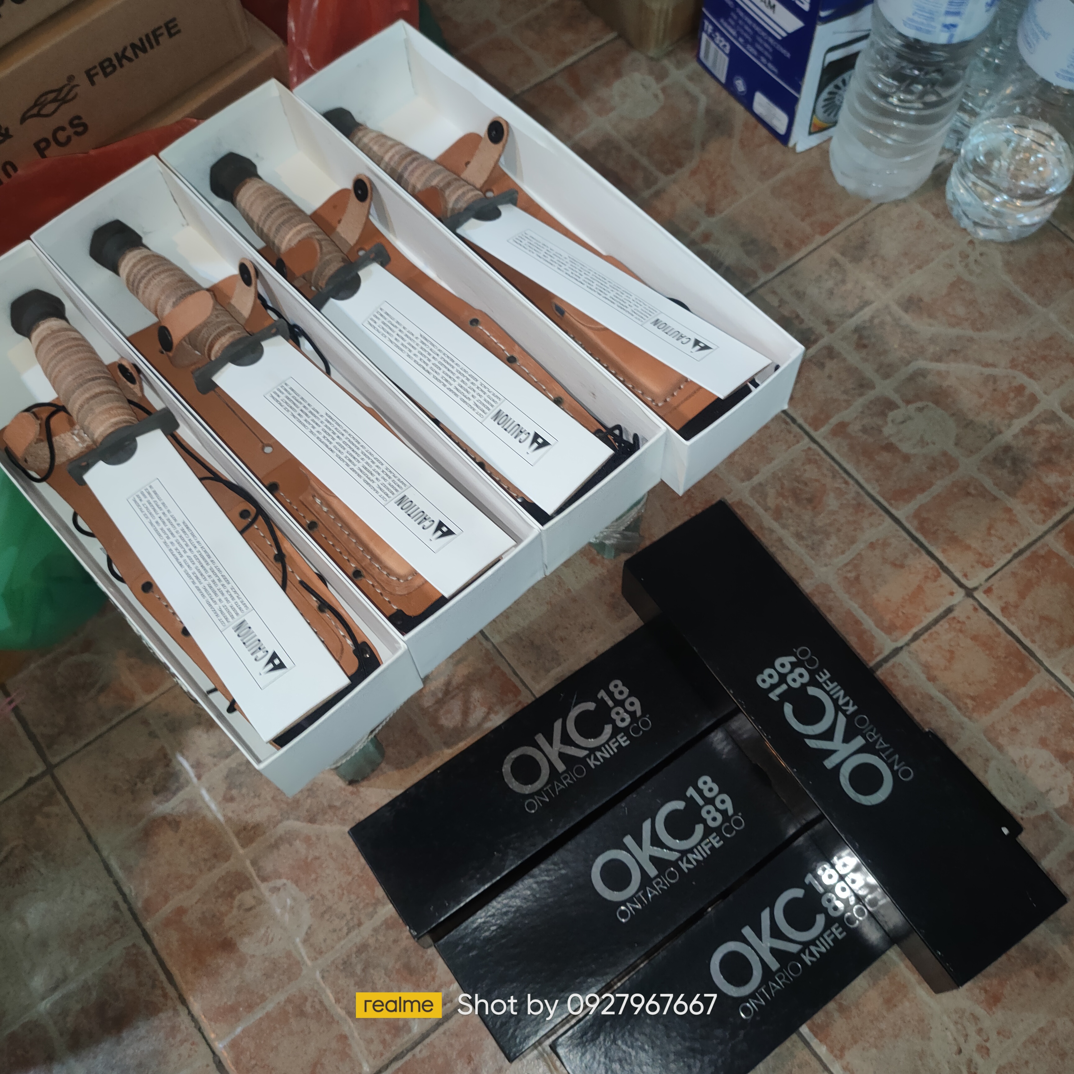 มีดใบตาย Ontario 499 Air Force Survival Knife 5" Sawback Blade with False Top Edge and Blood Grooves, Natural Leather Handle and Sheath - 6150