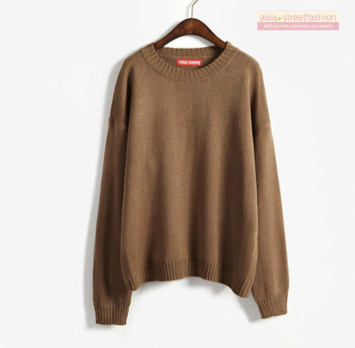 Sweater เสื้อสเวทเตอร์แขนยาว สีน้ำตาล ทรงสวย จะใส่เดี่ยวไหรือใส่โค้ทคลุมก็เริ่ด