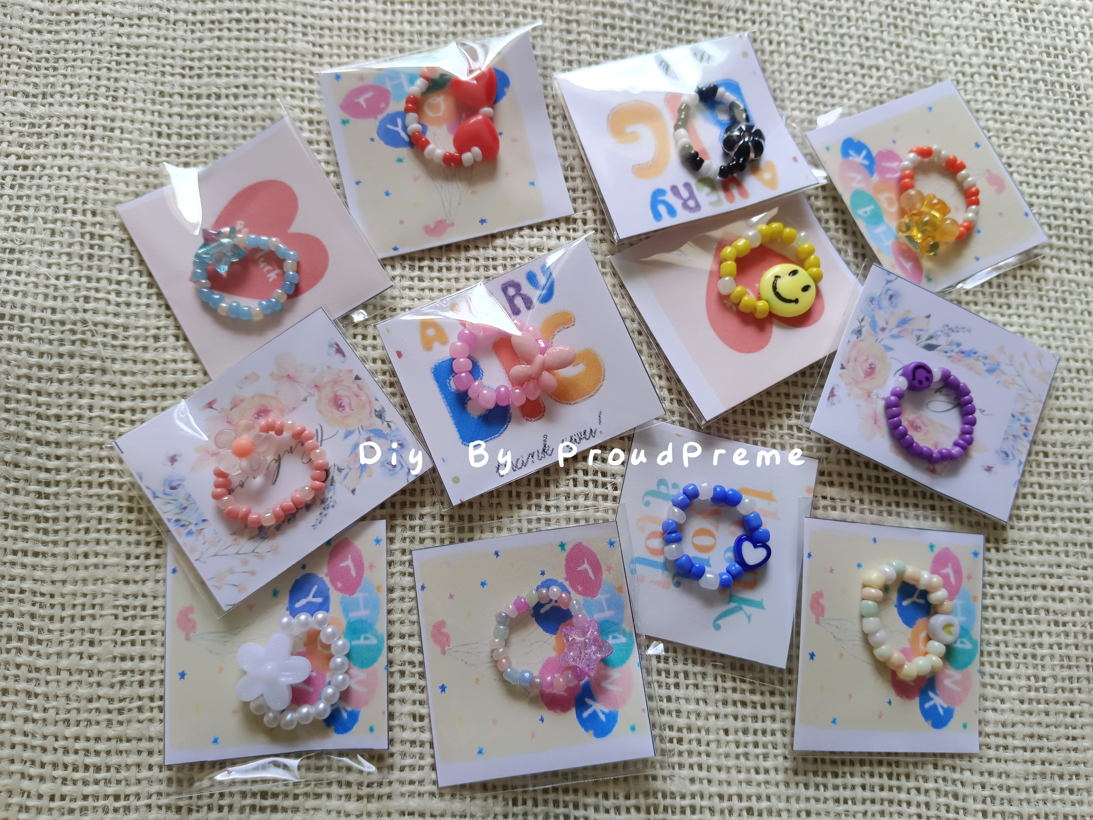 เซตแหวนลูกปัดลายน่ารักๆ (10-30วง) ของจีบลูกค้า