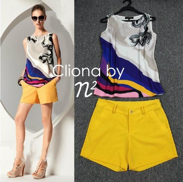 MSGM Floral Graphic Print Tank Top with Multicolor Short Set, MSGM Italy