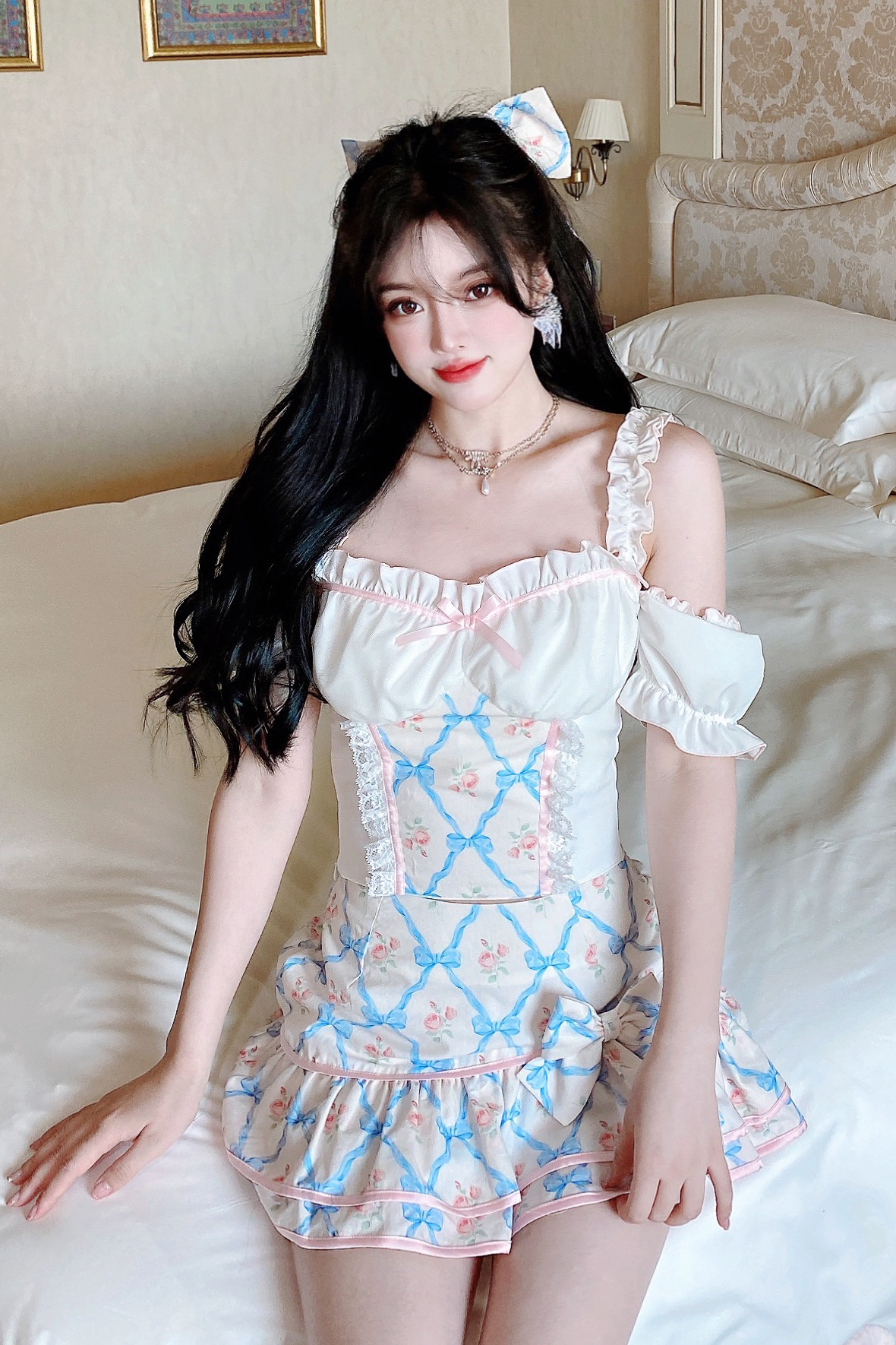 Summer Joy : พรีออเดอร์ ชุดเซ็ทเสื้อเปิดไหล่และกระโปรงพิมพ์ลายน่ารักๆ (ราคาแยกชิ้น) แบรนด์แท้
